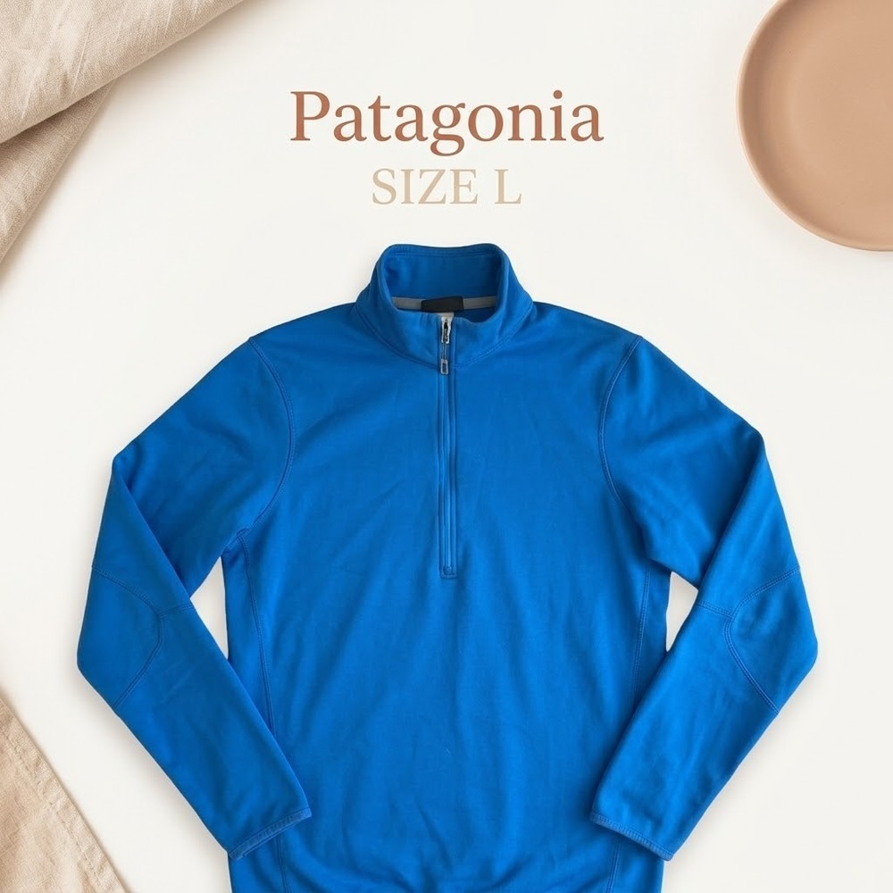 Patagonia Polartec Power Dry Capilene Quarter Zip Pullover Mens L Blue Gorpcore